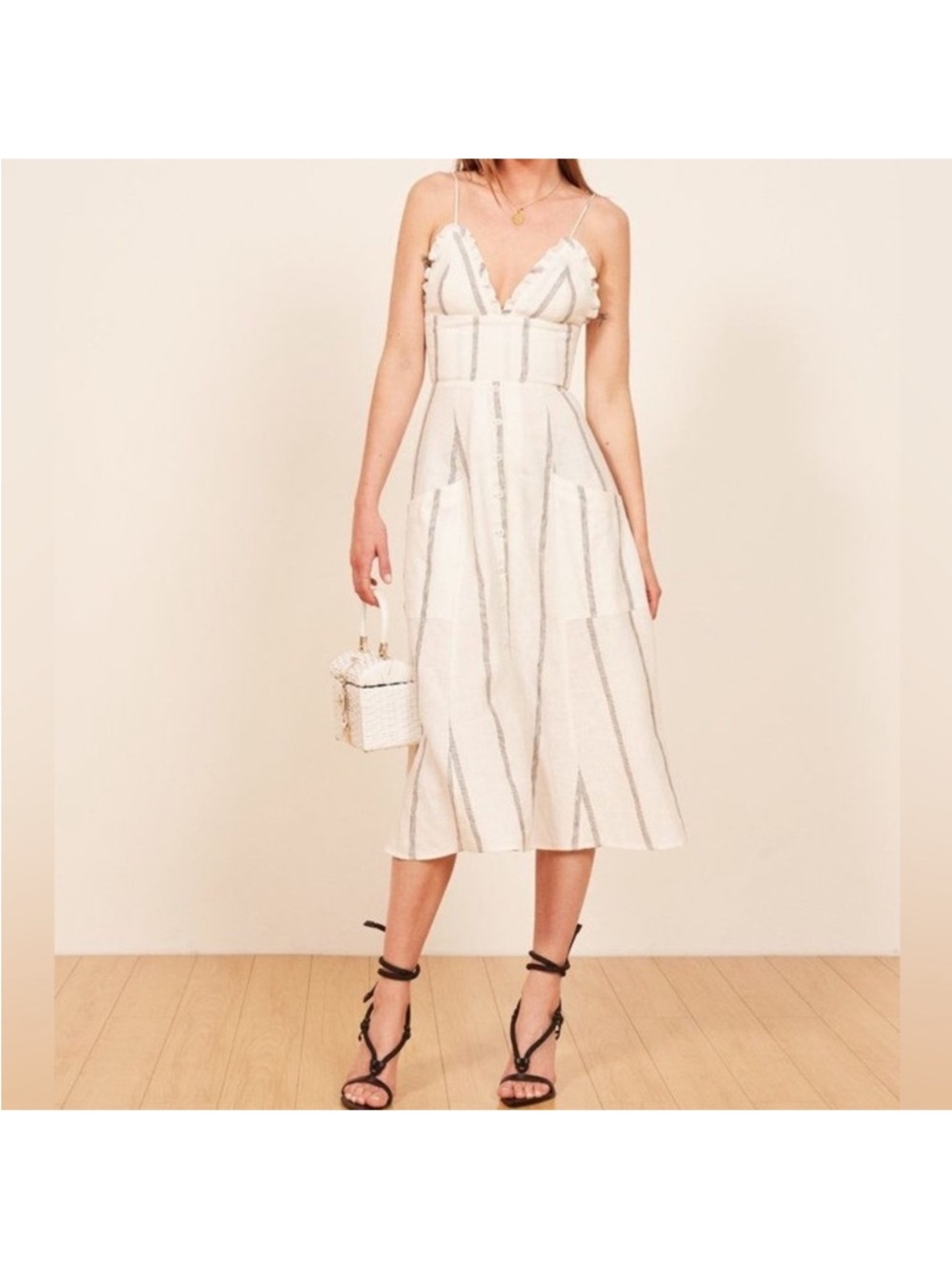 Reformation Brienne Midi Dress 100% Linen